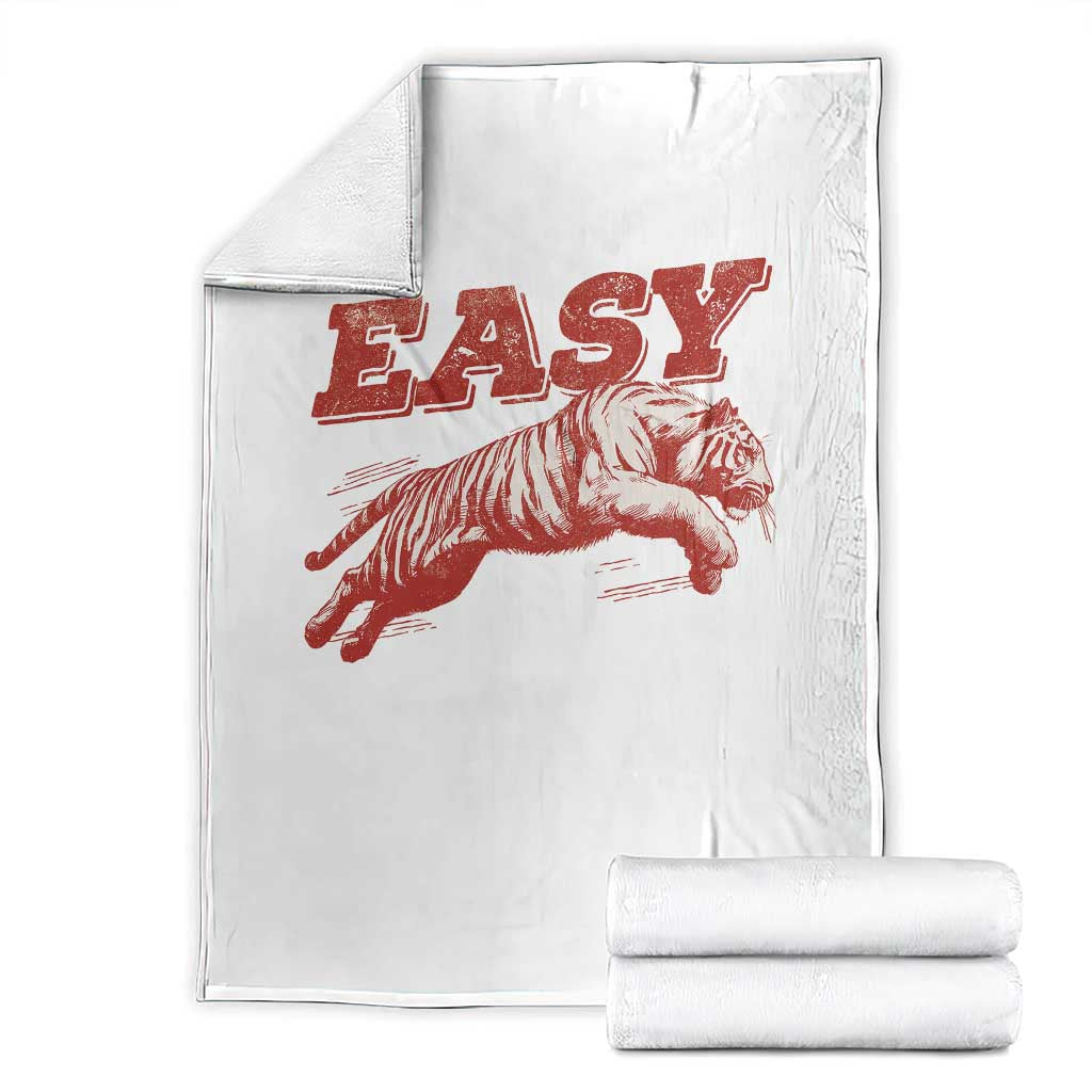 Easy Tiger Throw Blanket Vintage Distressed Tiger Trendy Grunge Indie Boho