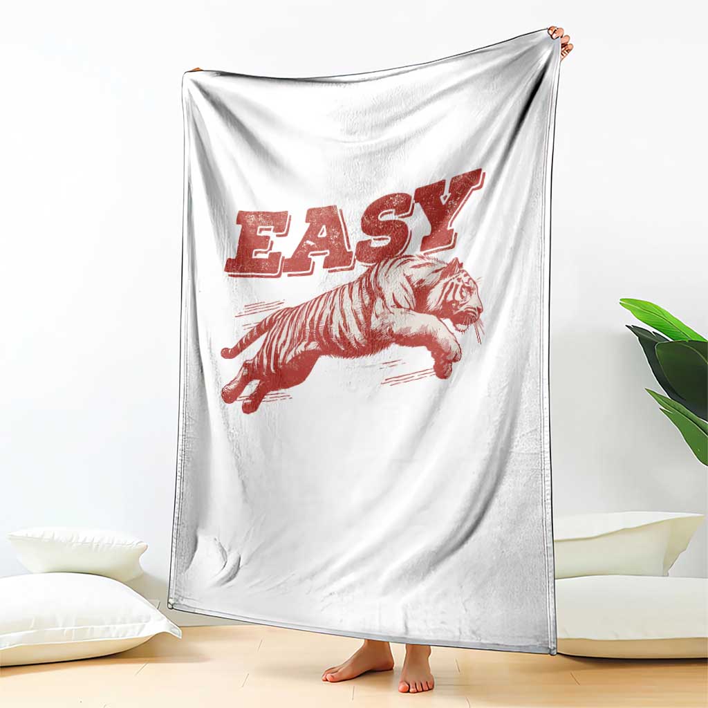 Easy Tiger Throw Blanket Vintage Distressed Tiger Trendy Grunge Indie Boho