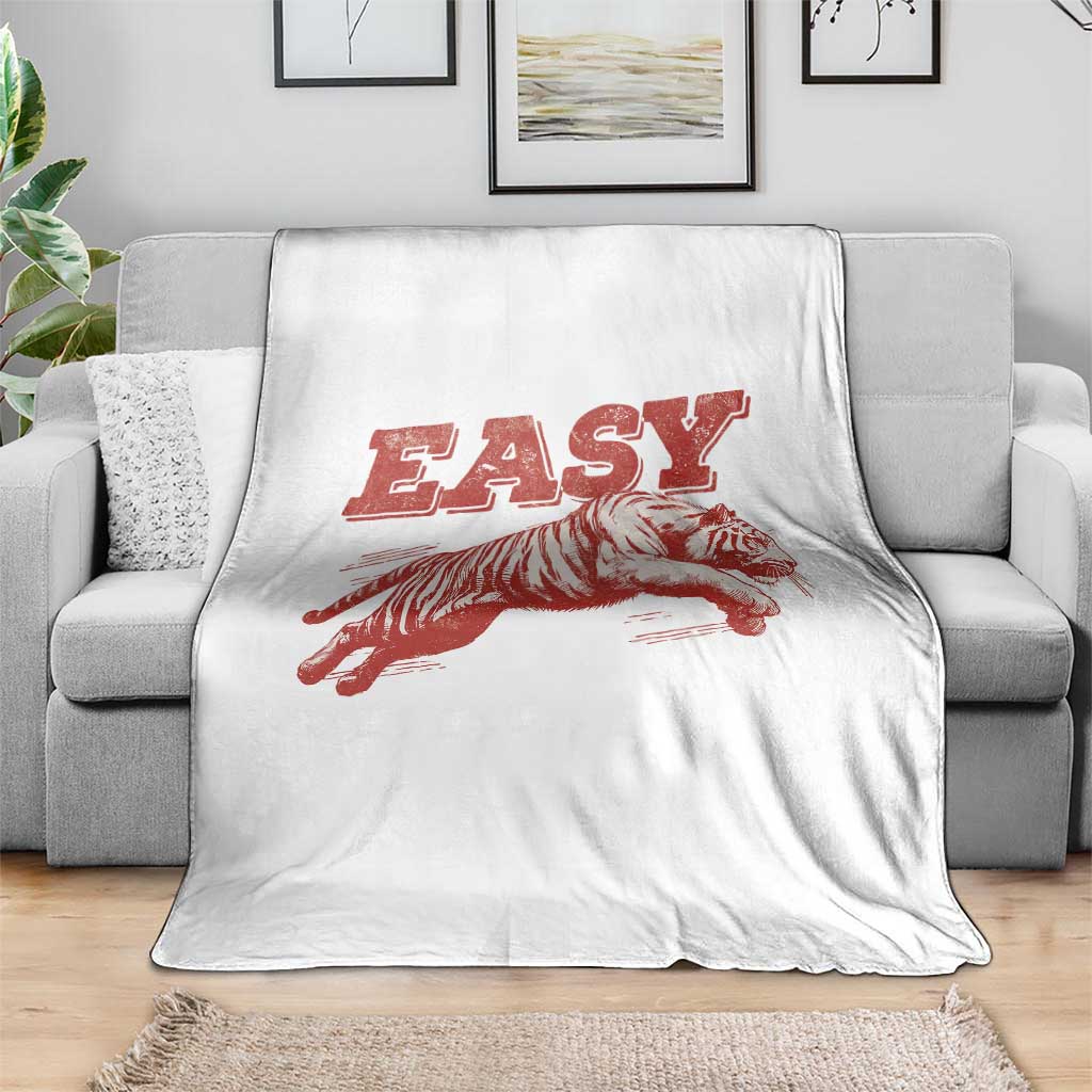 Easy Tiger Throw Blanket Vintage Distressed Tiger Trendy Grunge Indie Boho