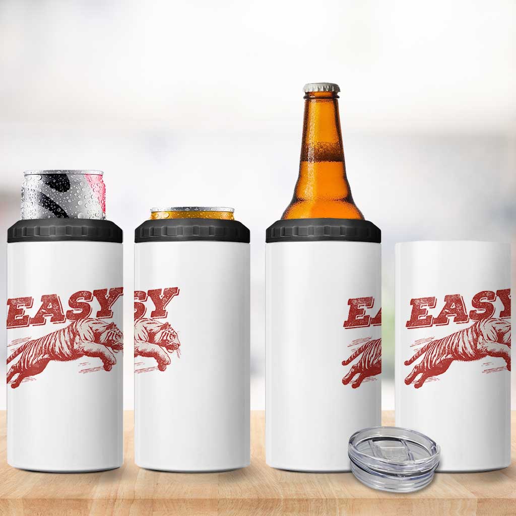 Easy Tiger 4 in 1 Can Cooler Tumbler Vintage Distressed Tiger Trendy Grunge Indie Boho