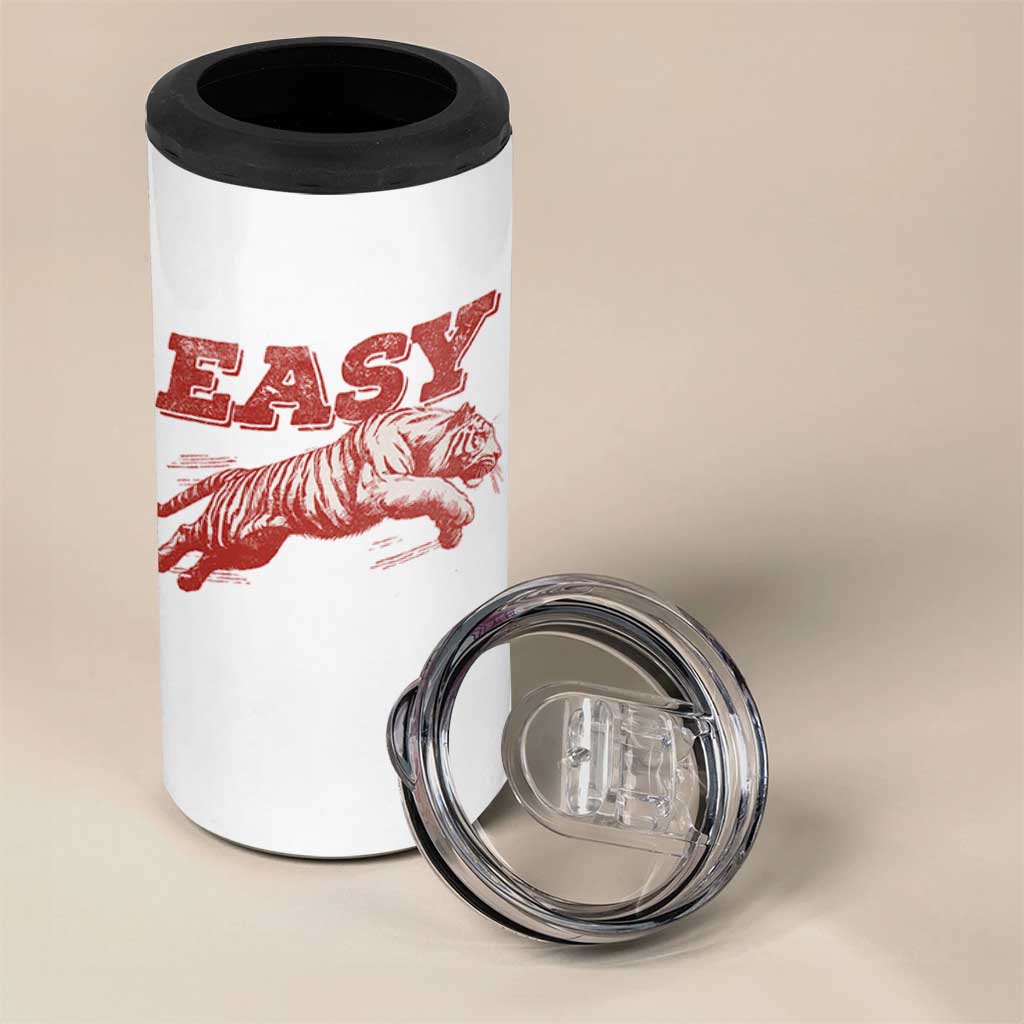 Easy Tiger 4 in 1 Can Cooler Tumbler Vintage Distressed Tiger Trendy Grunge Indie Boho