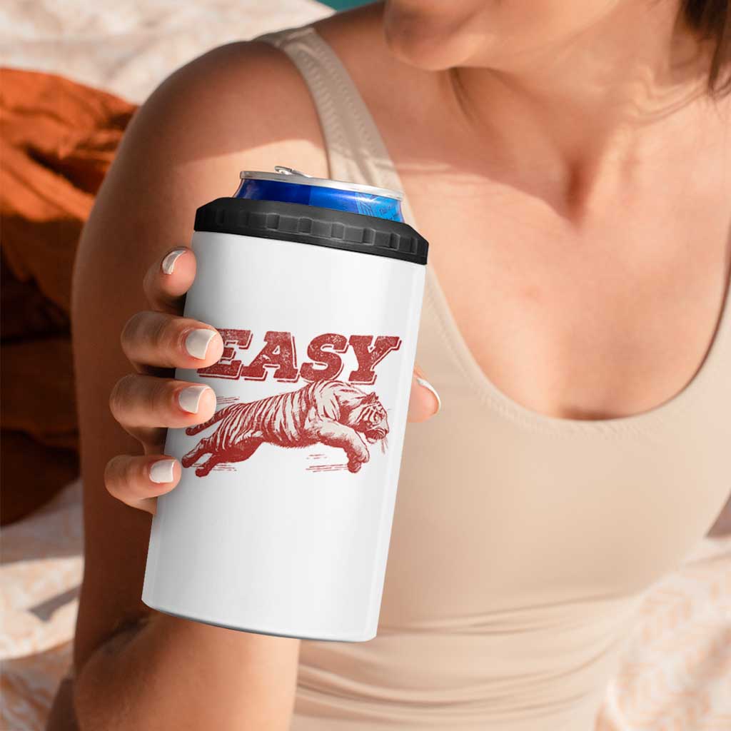 Easy Tiger 4 in 1 Can Cooler Tumbler Vintage Distressed Tiger Trendy Grunge Indie Boho