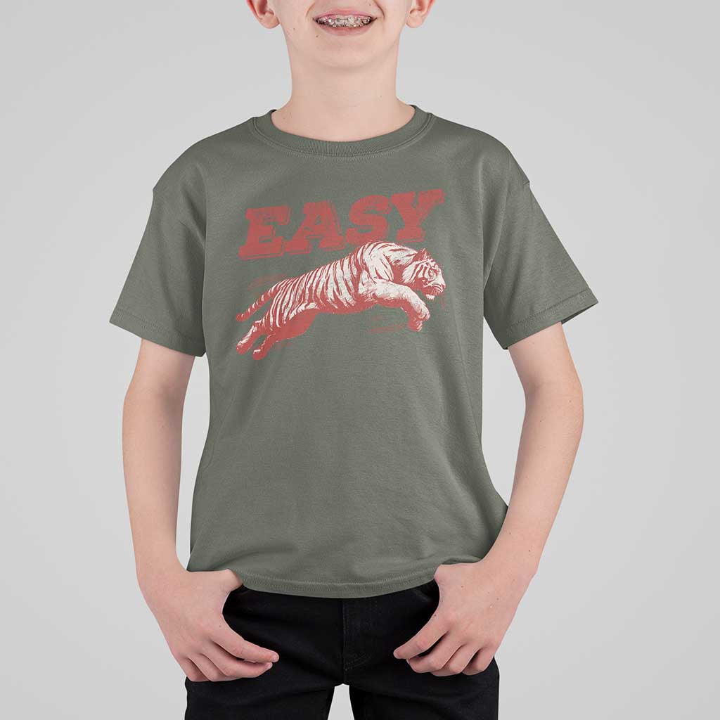Easy Tiger T Shirt For Kid Vintage Distressed Tiger Trendy Grunge Indie Boho