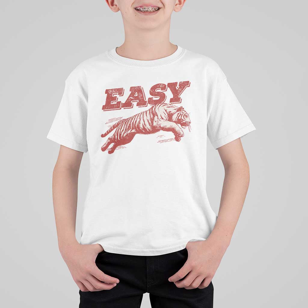 Easy Tiger T Shirt For Kid Vintage Distressed Tiger Trendy Grunge Indie Boho