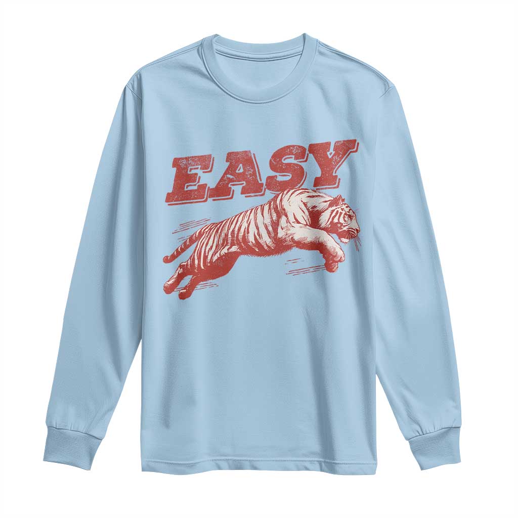 Easy Tiger Long Sleeve Shirt Vintage Distressed Tiger Trendy Grunge Indie Boho