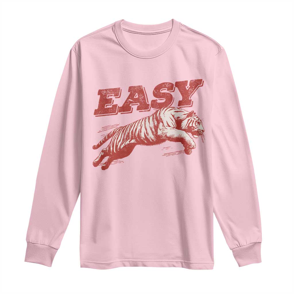 Easy Tiger Long Sleeve Shirt Vintage Distressed Tiger Trendy Grunge Indie Boho