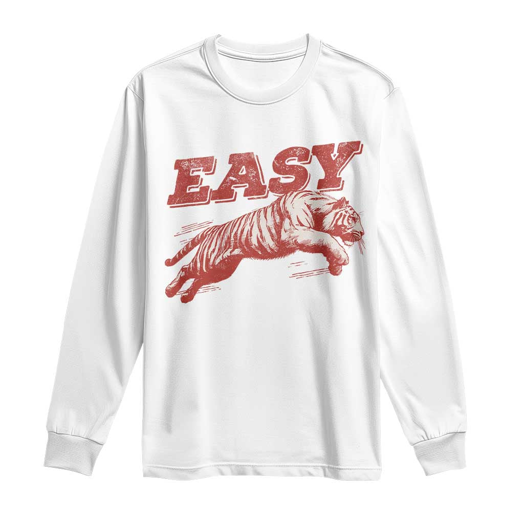 Easy Tiger Long Sleeve Shirt Vintage Distressed Tiger Trendy Grunge Indie Boho