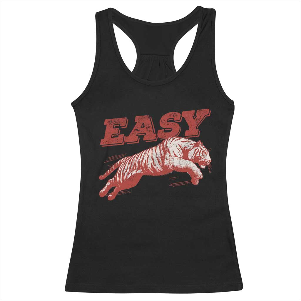 Easy Tiger Racerback Tank Top Vintage Distressed Tiger Trendy Grunge Indie Boho