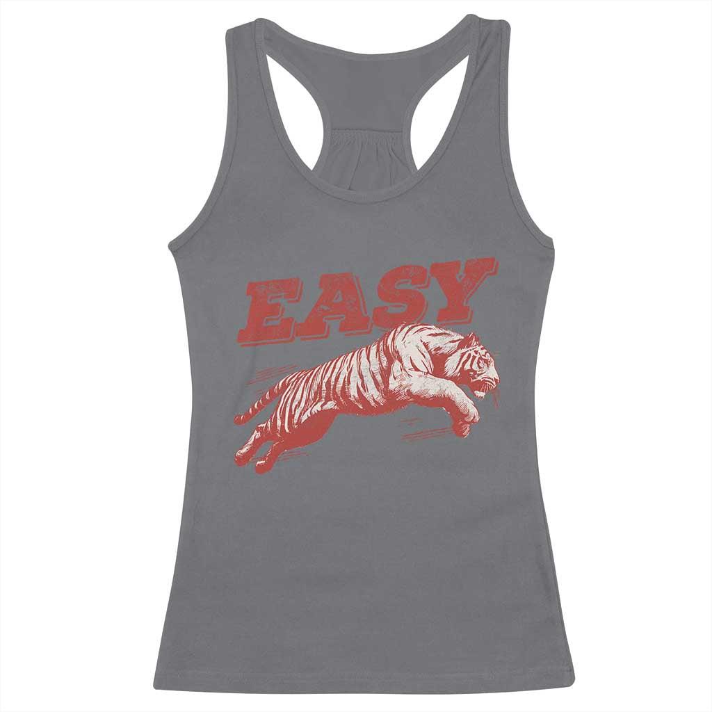 Easy Tiger Racerback Tank Top Vintage Distressed Tiger Trendy Grunge Indie Boho