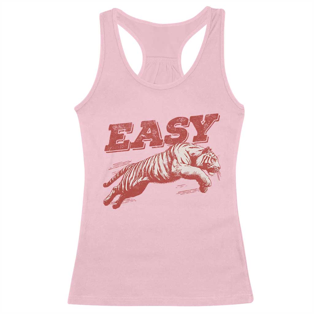 Easy Tiger Racerback Tank Top Vintage Distressed Tiger Trendy Grunge Indie Boho