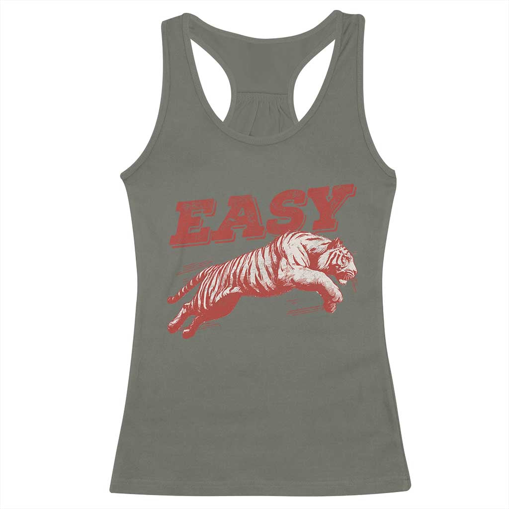 Easy Tiger Racerback Tank Top Vintage Distressed Tiger Trendy Grunge Indie Boho