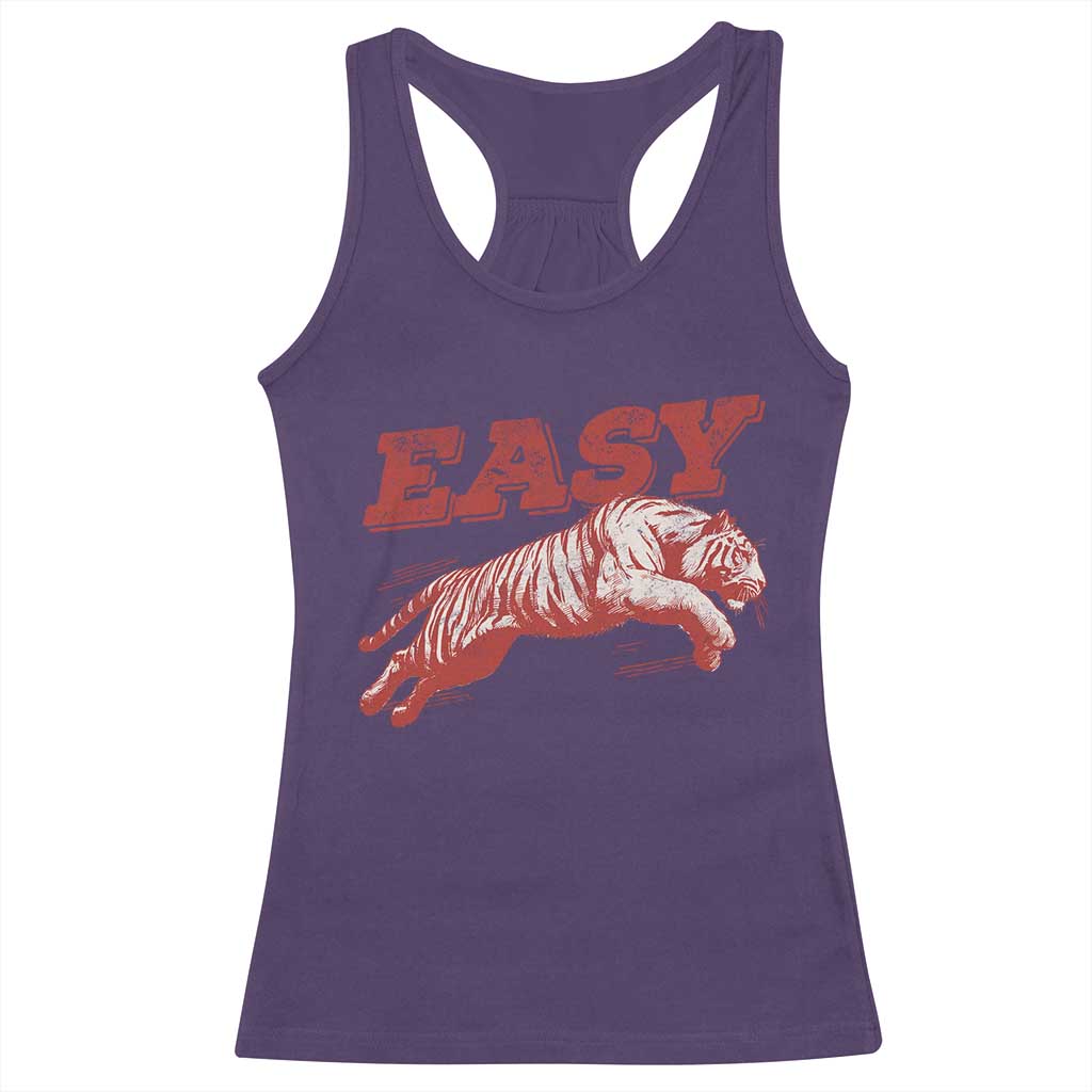 Easy Tiger Racerback Tank Top Vintage Distressed Tiger Trendy Grunge Indie Boho