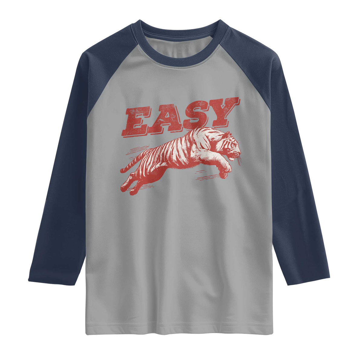 Easy Tiger Raglan Shirt Vintage Distressed Tiger Trendy Grunge Indie Boho