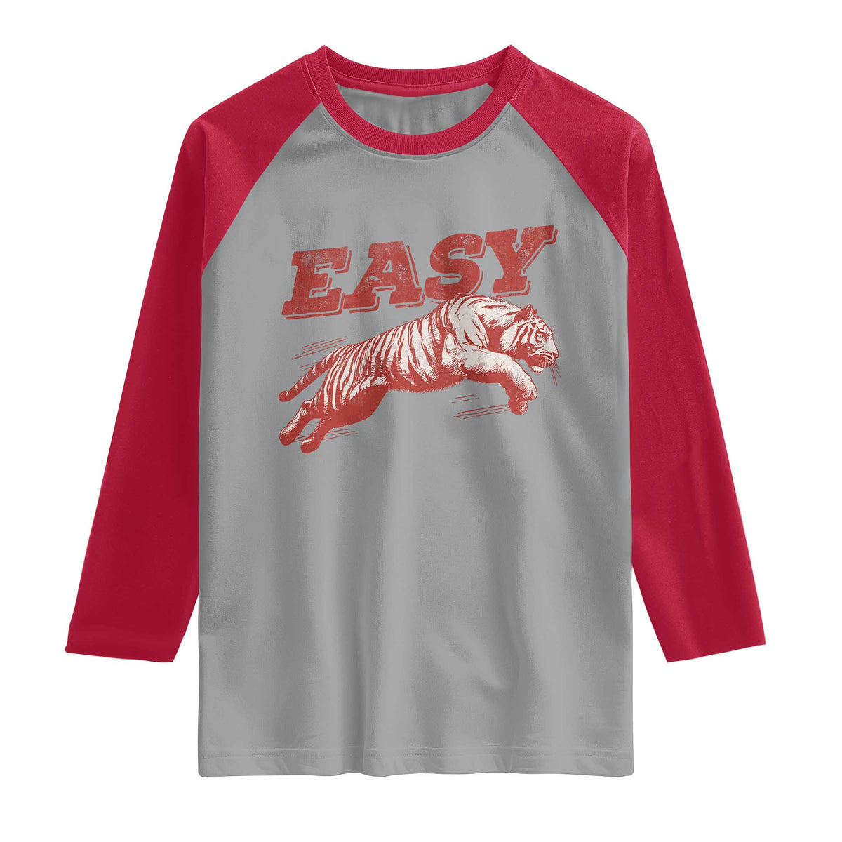 Easy Tiger Raglan Shirt Vintage Distressed Tiger Trendy Grunge Indie Boho