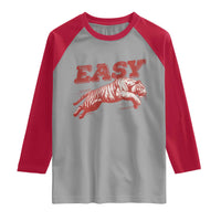 Easy Tiger Raglan Shirt Vintage Distressed Tiger Trendy Grunge Indie Boho