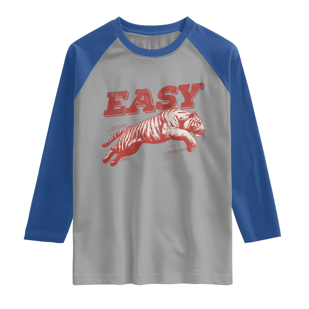 Easy Tiger Raglan Shirt Vintage Distressed Tiger Trendy Grunge Indie Boho