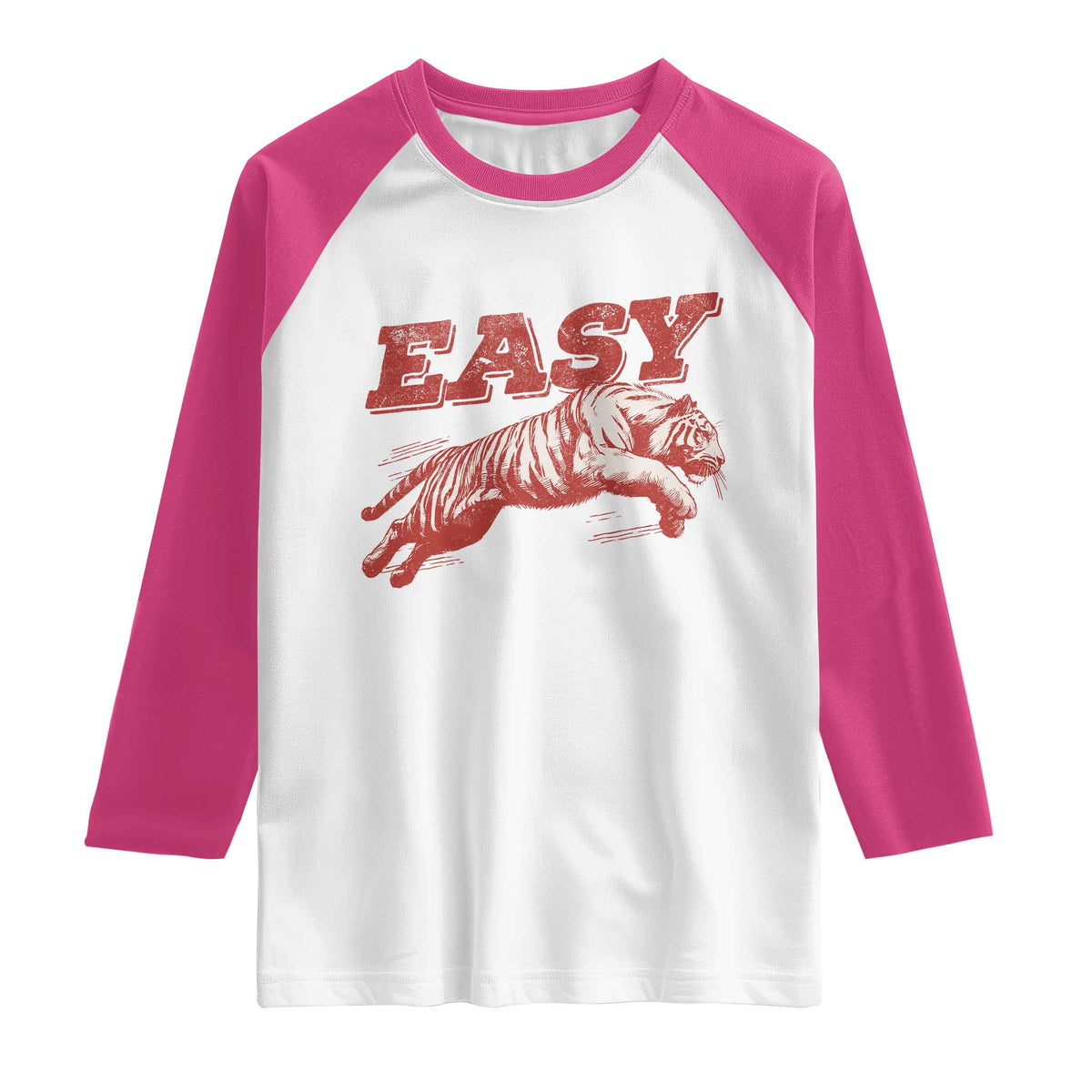 Easy Tiger Raglan Shirt Vintage Distressed Tiger Trendy Grunge Indie Boho