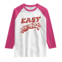 Easy Tiger Raglan Shirt Vintage Distressed Tiger Trendy Grunge Indie Boho