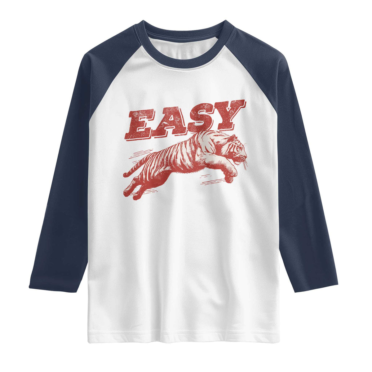 Easy Tiger Raglan Shirt Vintage Distressed Tiger Trendy Grunge Indie Boho