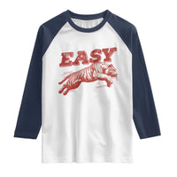 Easy Tiger Raglan Shirt Vintage Distressed Tiger Trendy Grunge Indie Boho