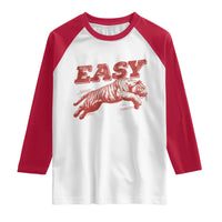 Easy Tiger Raglan Shirt Vintage Distressed Tiger Trendy Grunge Indie Boho