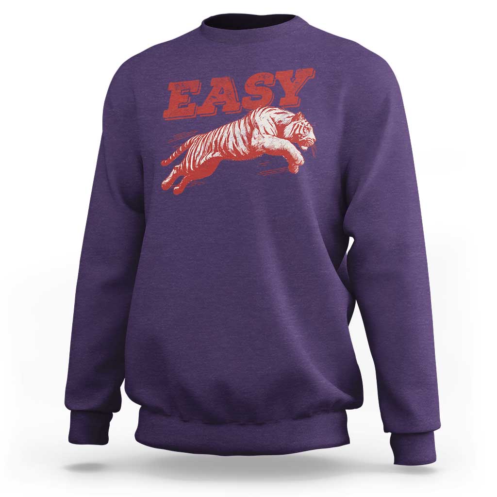 Easy Tiger Sweatshirt Vintage Distressed Tiger Trendy Grunge Indie Boho