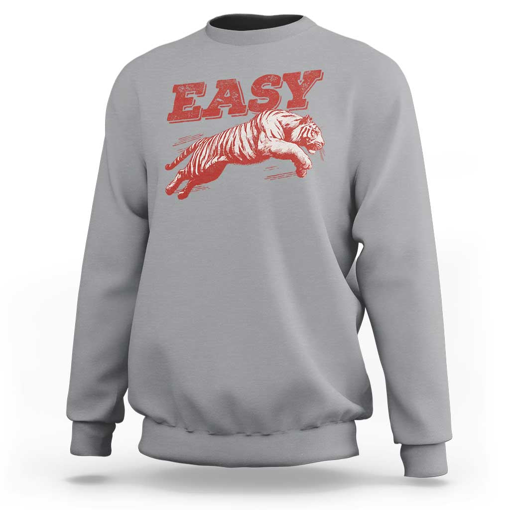 Easy Tiger Sweatshirt Vintage Distressed Tiger Trendy Grunge Indie Boho