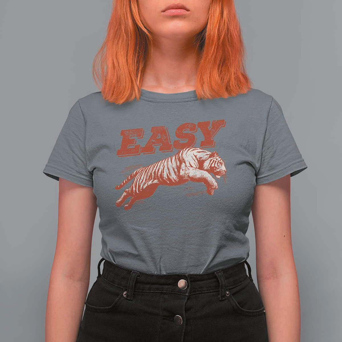 Easy Tiger T Shirt For Women Vintage Distressed Tiger Trendy Grunge Indie Boho