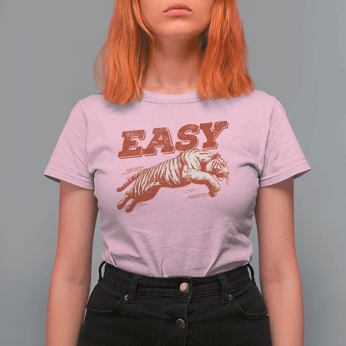 Easy Tiger T Shirt For Women Vintage Distressed Tiger Trendy Grunge Indie Boho
