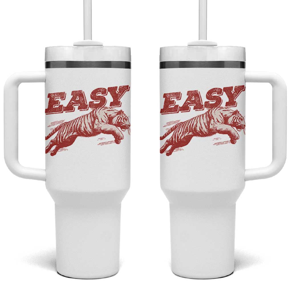 Easy Tiger Tumbler With Handle Vintage Distressed Tiger Trendy Grunge Indie Boho