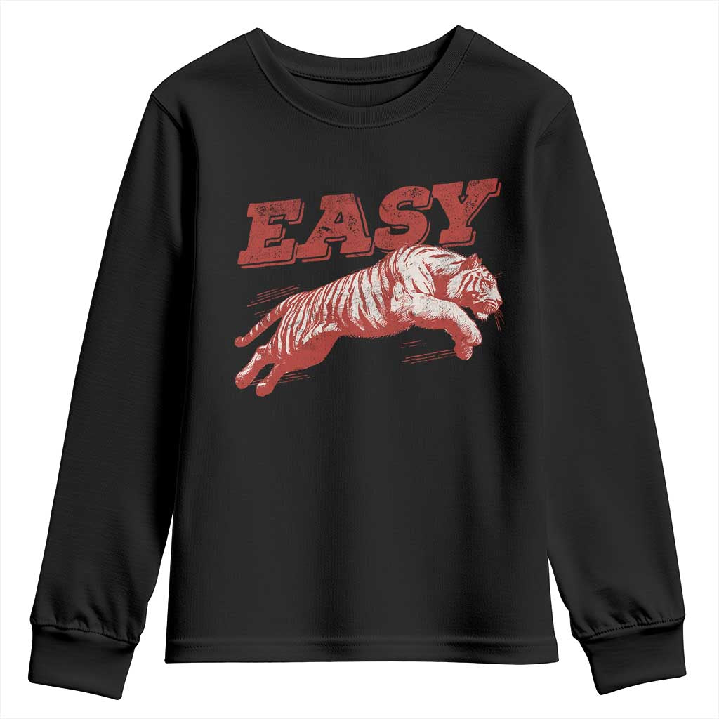 Easy Tiger Youth Sweatshirt Vintage Distressed Tiger Trendy Grunge Indie Boho