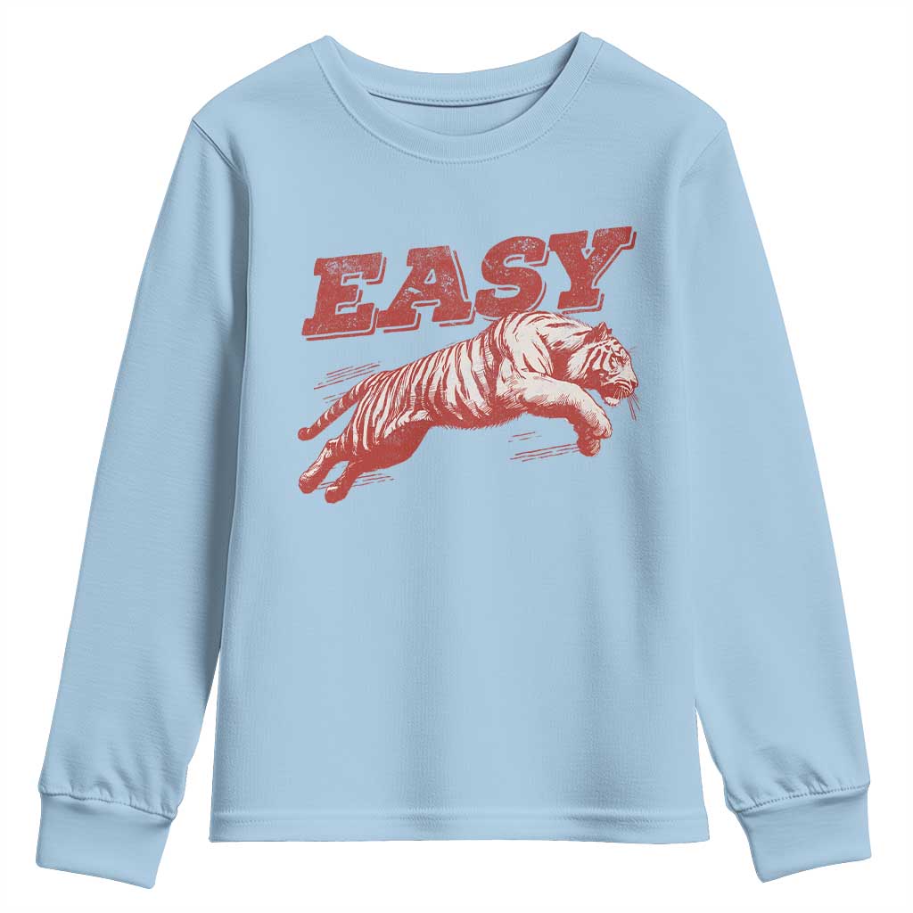 Easy Tiger Youth Sweatshirt Vintage Distressed Tiger Trendy Grunge Indie Boho