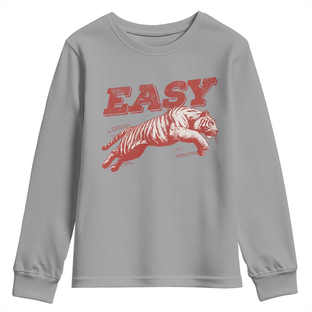 Easy Tiger Youth Sweatshirt Vintage Distressed Tiger Trendy Grunge Indie Boho