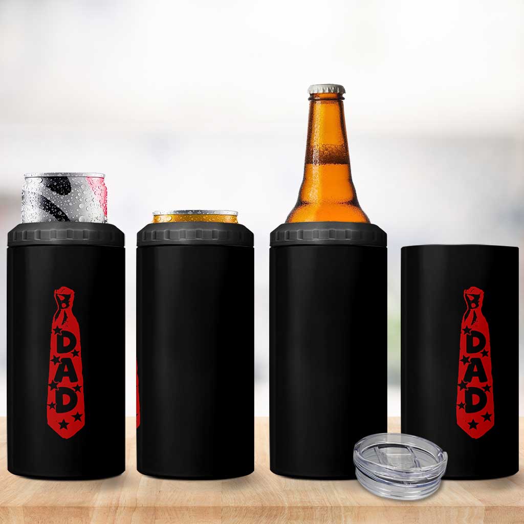 Dad Tie Star Music Lover Fathers Day 4 in 1 Can Cooler Tumbler