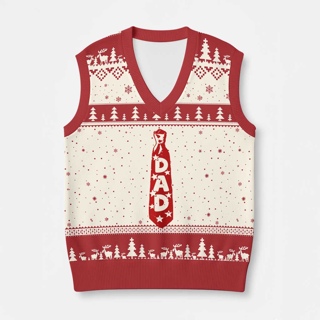 Dad Tie Star Music Lover Fathers Day V-Neck Knit Sweater Vest