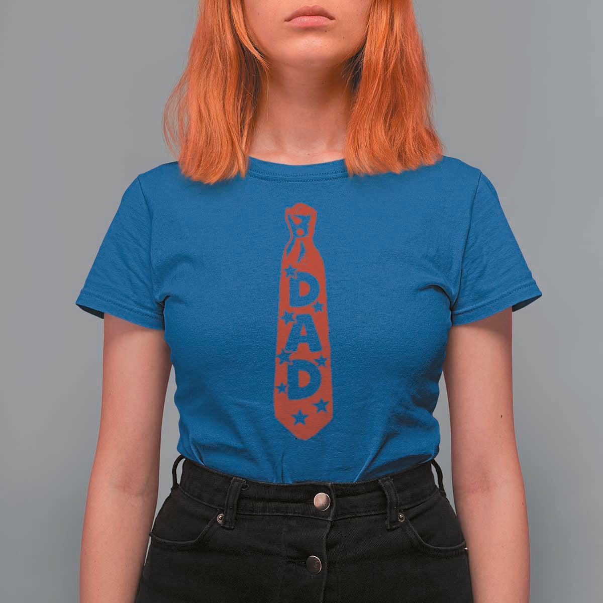 Dad Tie Star Music Lover Fathers Day T Shirt For Women