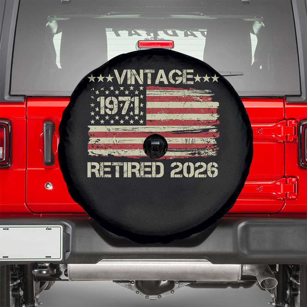 55th Birthday Retirement Spare Tire Cover Vintage 1971 Retired 2026 American Flag
