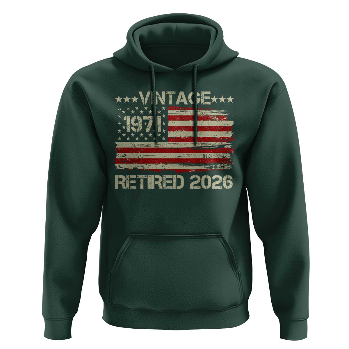 55th Birthday Retirement Hoodie Vintage 1971 Retired 2026 American Flag