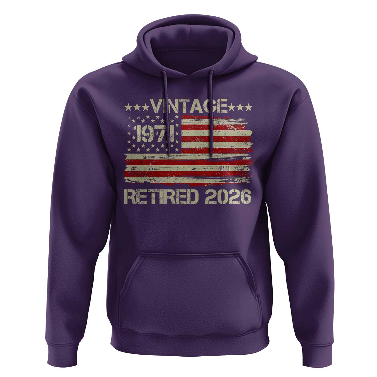 55th Birthday Retirement Hoodie Vintage 1971 Retired 2026 American Flag