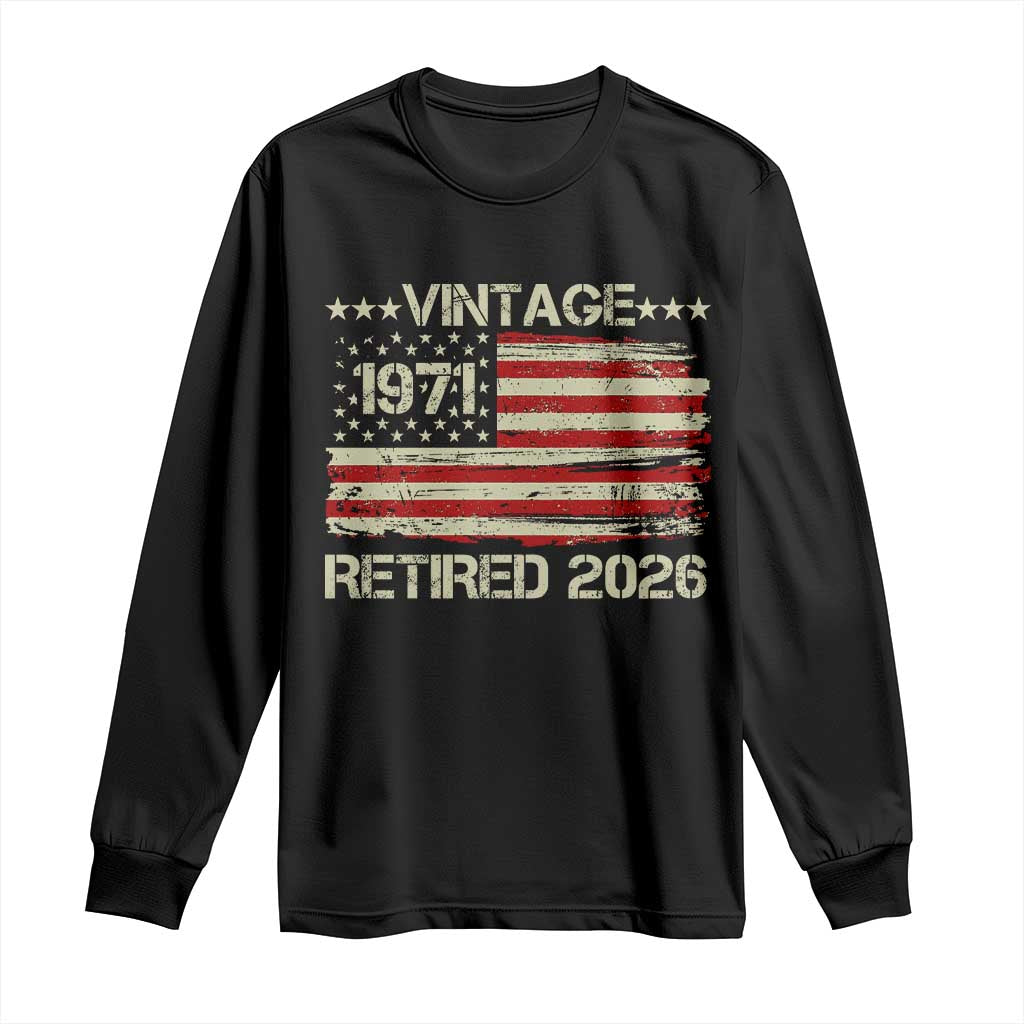 55th Birthday Retirement Long Sleeve Shirt Vintage 1971 Retired 2026 American Flag