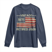 55th Birthday Retirement Long Sleeve Shirt Vintage 1971 Retired 2026 American Flag