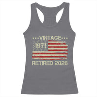 55th Birthday Retirement Racerback Tank Top Vintage 1971 Retired 2026 American Flag
