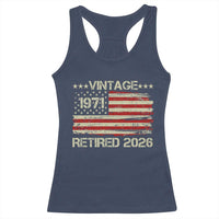 55th Birthday Retirement Racerback Tank Top Vintage 1971 Retired 2026 American Flag