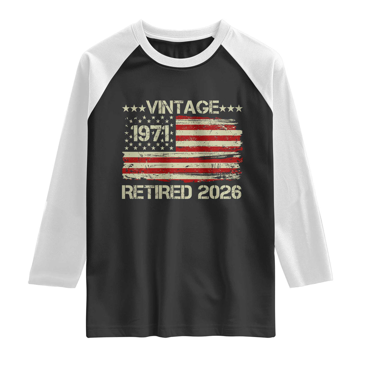55th Birthday Retirement Raglan Shirt Vintage 1971 Retired 2026 American Flag