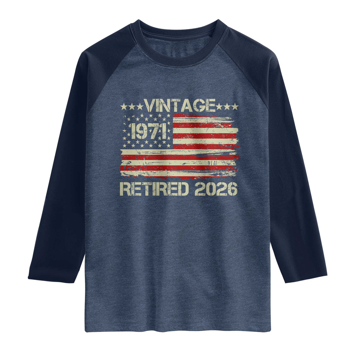 55th Birthday Retirement Raglan Shirt Vintage 1971 Retired 2026 American Flag