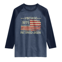55th Birthday Retirement Raglan Shirt Vintage 1971 Retired 2026 American Flag