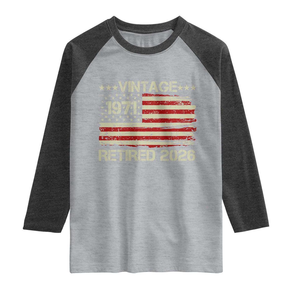 55th Birthday Retirement Raglan Shirt Vintage 1971 Retired 2026 American Flag