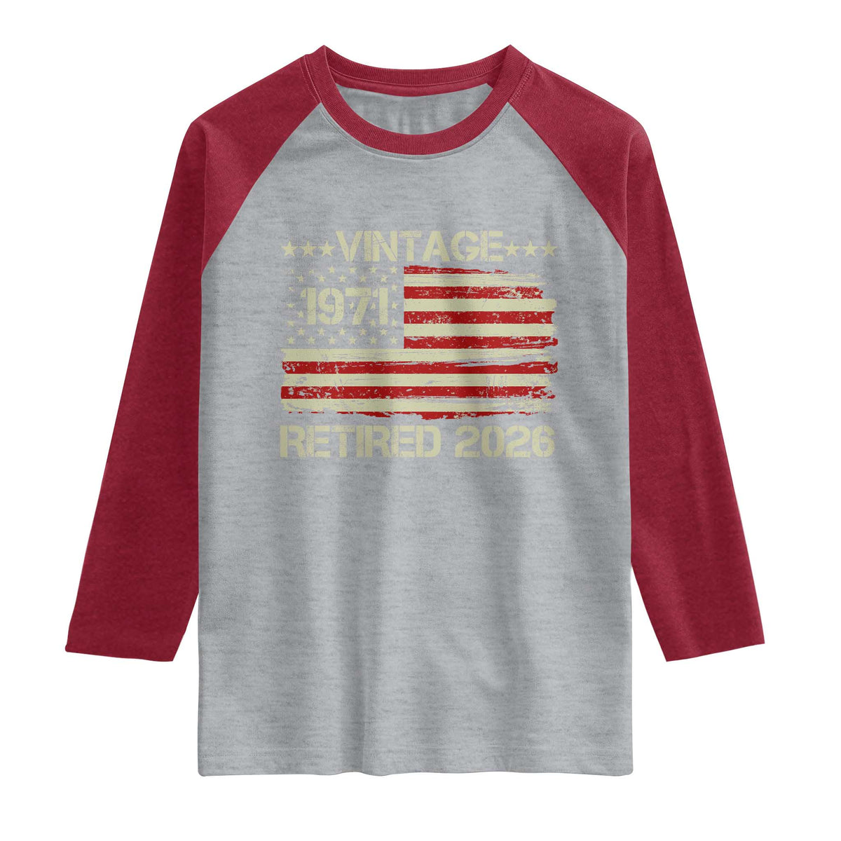 55th Birthday Retirement Raglan Shirt Vintage 1971 Retired 2026 American Flag