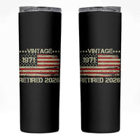 55th Birthday Retirement Skinny Tumbler Vintage 1971 Retired 2026 American Flag