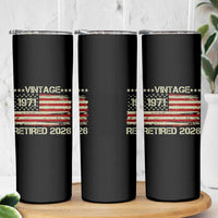 55th Birthday Retirement Skinny Tumbler Vintage 1971 Retired 2026 American Flag